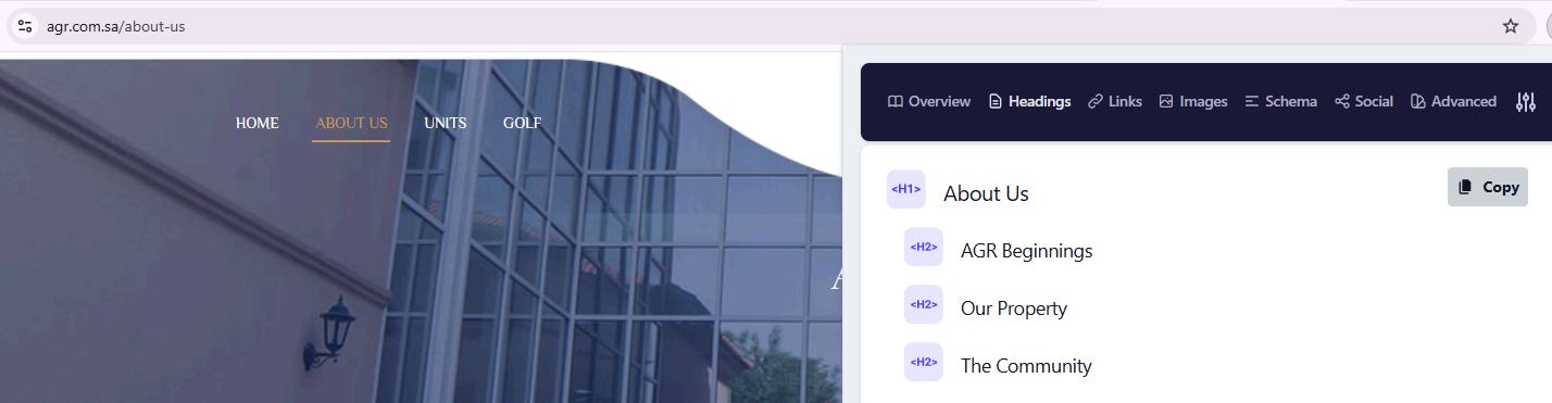 Corrected heading hierarchy on the About page: a single H1 supported by clearly delineated H2 sections.